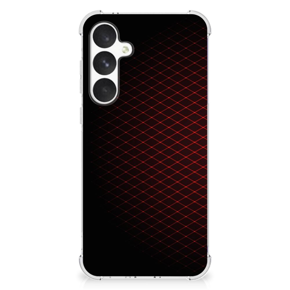 Samsung Galaxy A55 Doorzichtige Silicone Hoesje Geruit Rood achterkant