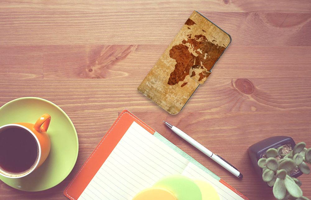 Samsung Galaxy A55 Flip Cover Wereldkaart design wereldkaart aanzicht