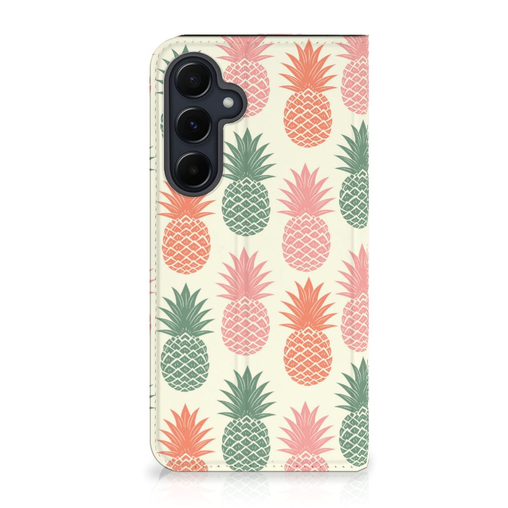 Samsung Galaxy A55 Flip Style Cover Ananas ananas design voorkant