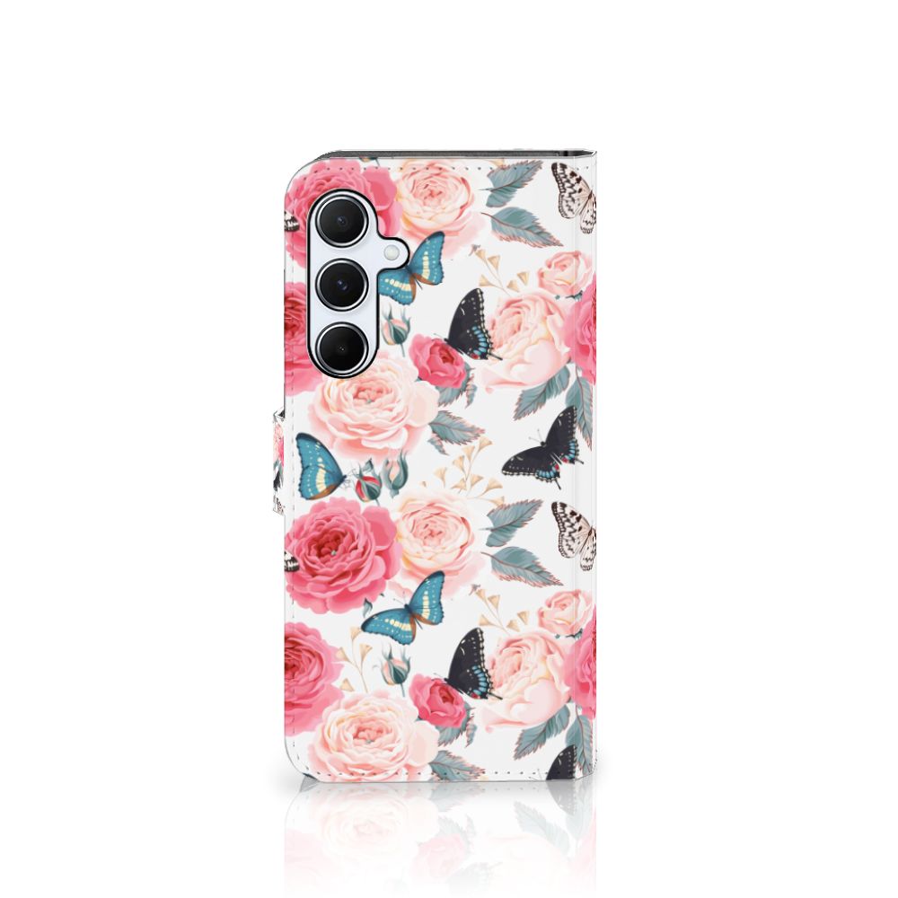 Samsung Galaxy A55 Hoesje Butterfly Roses telefoonhoesje romantisch ontwerp vlinders rozen