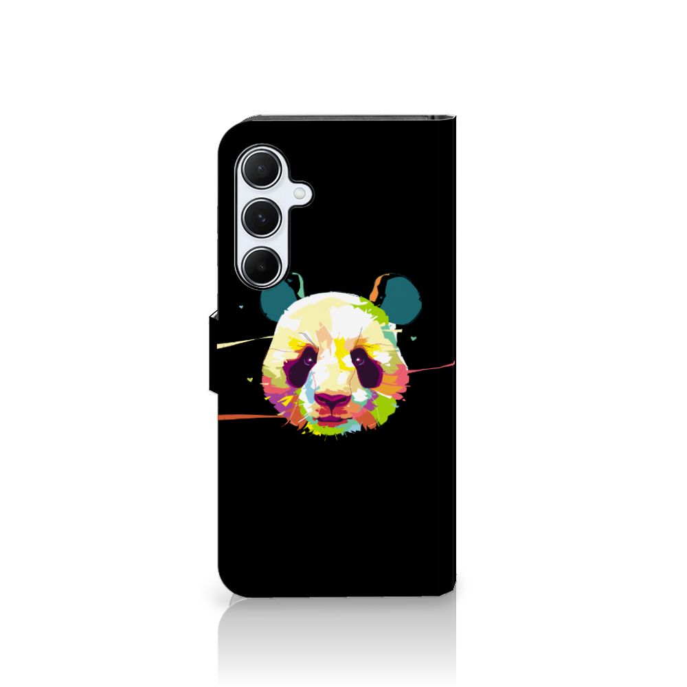 Samsung Galaxy A55 Leuk Hoesje Panda Color panda kleurrijk ontwerp voorzijde