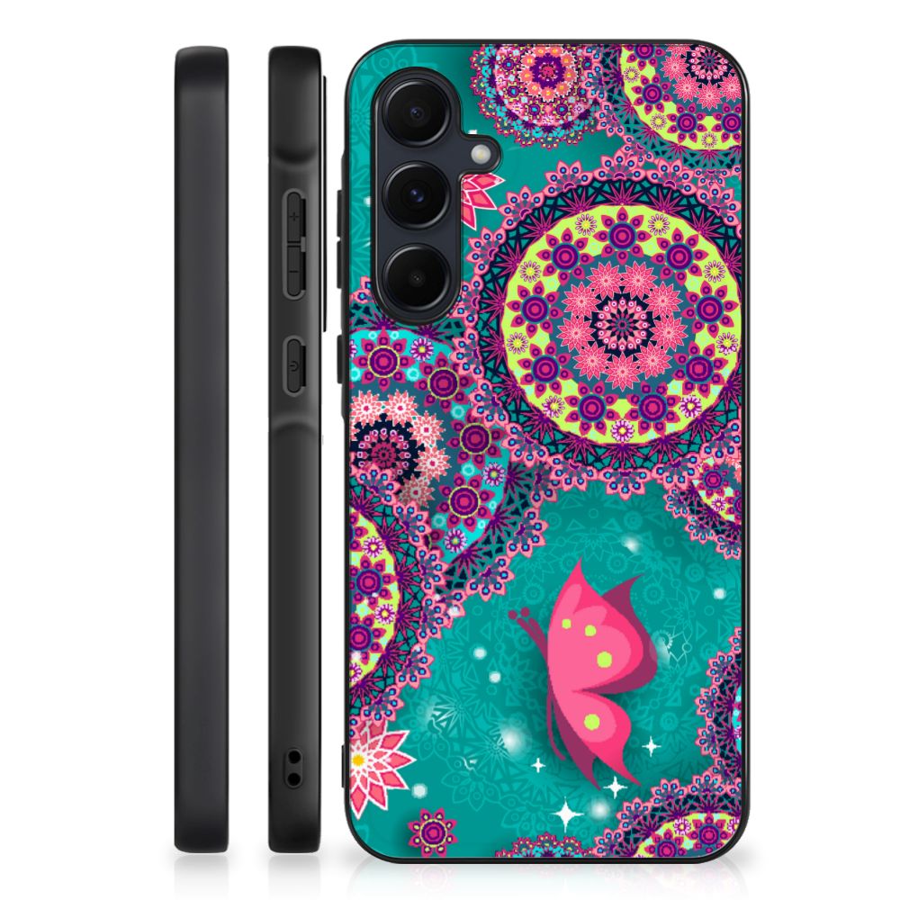 Samsung Galaxy A55 Leuk Telefoonhoesje Cirkels en Vlinders back cover designcircles en vlinders aanzicht
