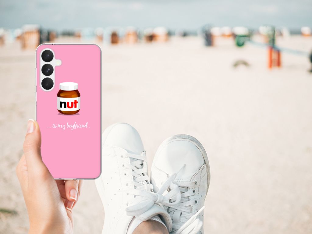 Samsung Galaxy A55 Siliconen Case Nut Boyfriend roze ontwerp hand strand