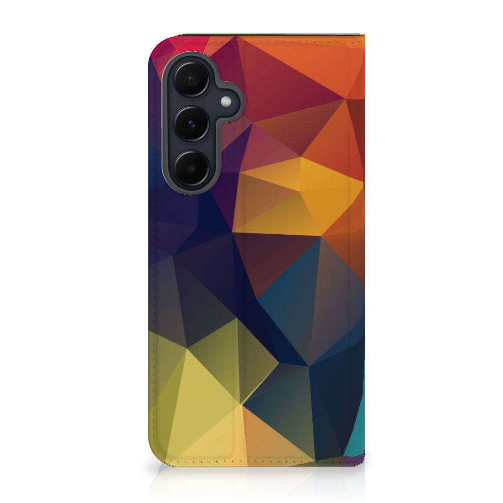 Samsung Galaxy A55 Stand Case Polygon Color kleurrijk geometrisch ontwerp achterzijde