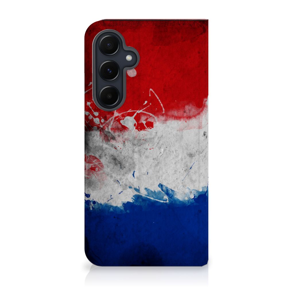 Samsung Galaxy A55 Standcase Nederland met vintage Nederlandse vlag design, perfect als cadeau 🇳🇱.