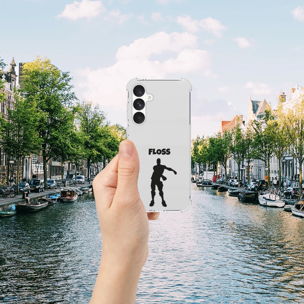Samsung Galaxy A55 Stevig Bumper Hoesje Floss met dansende figuur, perfect cadeau voor bescherming en stijl!