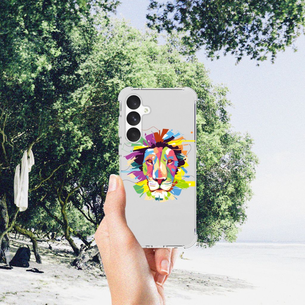 Samsung Galaxy A55 Stevig Bumper Hoesje Lion Color design voorkant hand strand