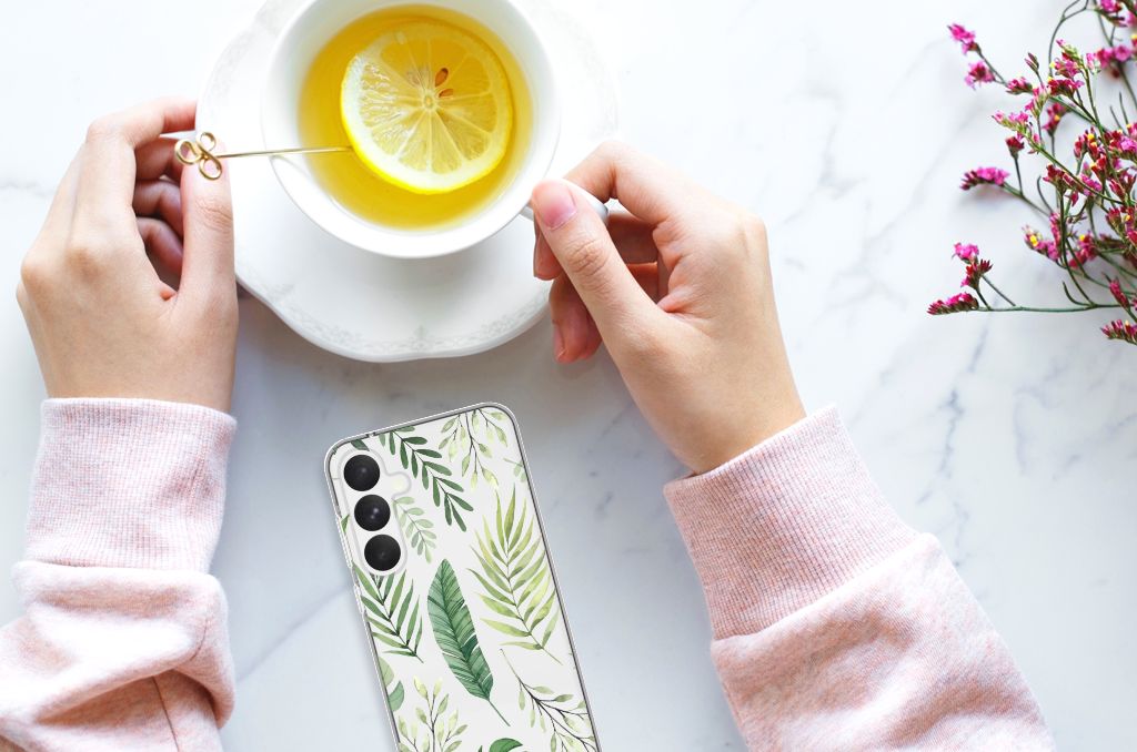Samsung Galaxy A55 TPU Case Leaves bladeren smartphone hand thee