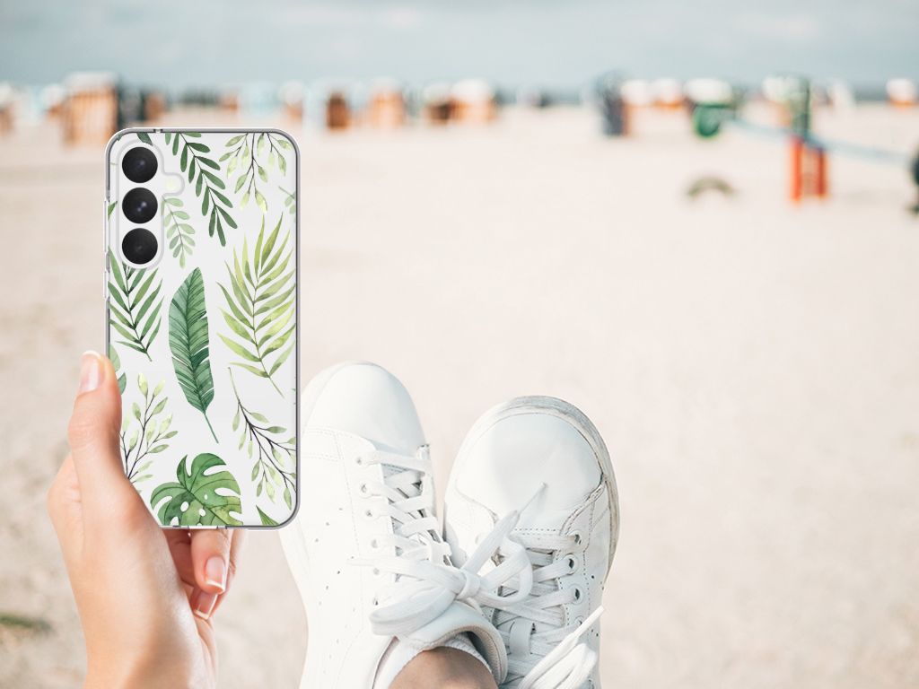 Samsung Galaxy A55 TPU Case Leaves design Leaves smartphone aanzicht