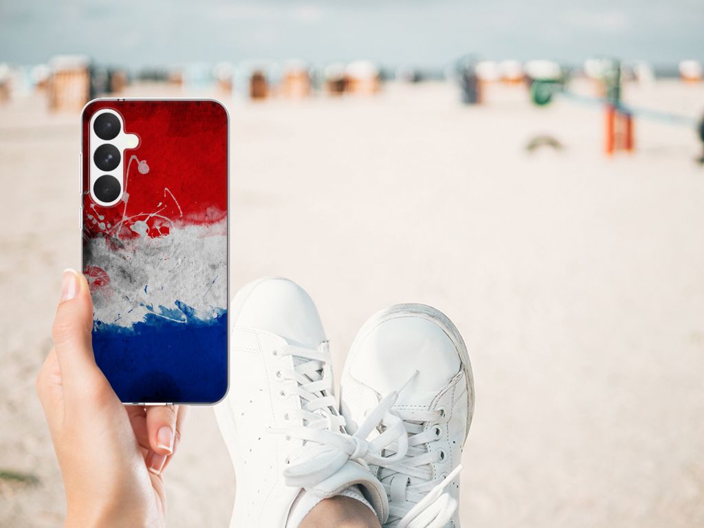 Samsung Galaxy A55 TPU Hoesje Zwart Roze Vormen hand strand sandalen