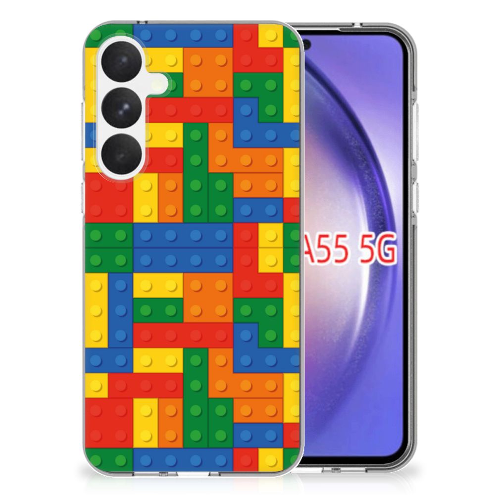 Samsung Galaxy A55 TPU bumper Blokken met kleurrijk Lego design voor bescherming en gebruiksgemak 🎁.