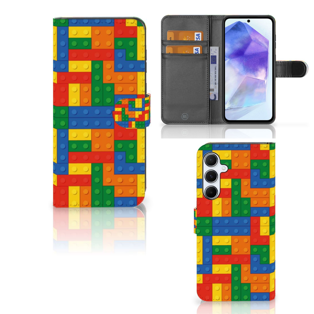 Samsung Galaxy A55 Telefoon Hoesje Blokken telefoonhoesje blokken design voorkant achterkant