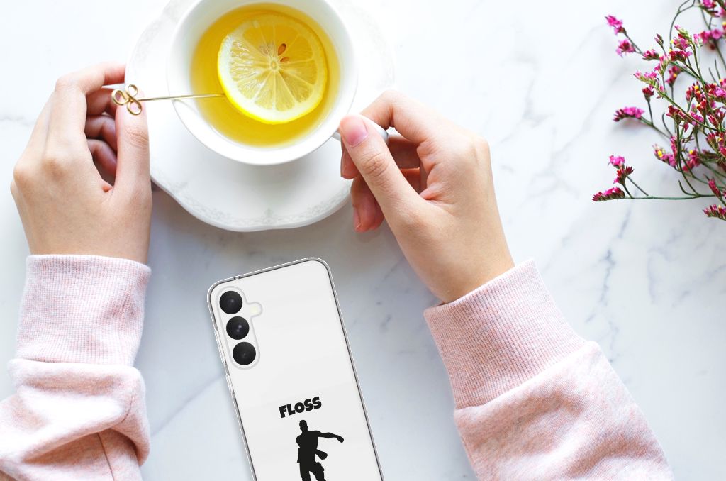 Samsung Galaxy A55 Telefoonhoesje met Naam Floss telefoonhoesje design Floss bovenaanzicht