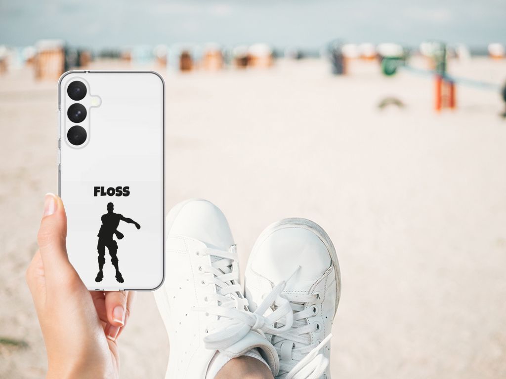 Samsung Galaxy A55 Telefoonhoesje met Naam Floss design afbeelding hand zomerstrand