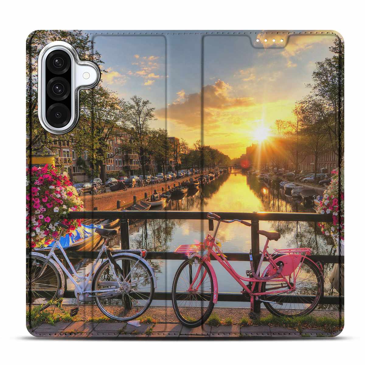 Samsung Galaxy A56 A36 Book Cover Amsterdamse Grachten design Amsterdamse grachten aanzicht
