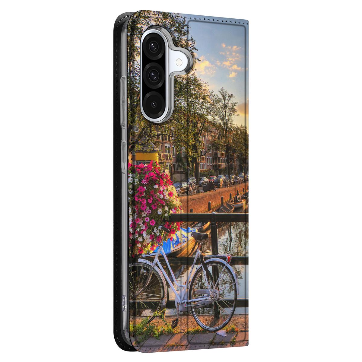 Samsung Galaxy A56 A36 Book Cover Amsterdamse Grachten zijkant