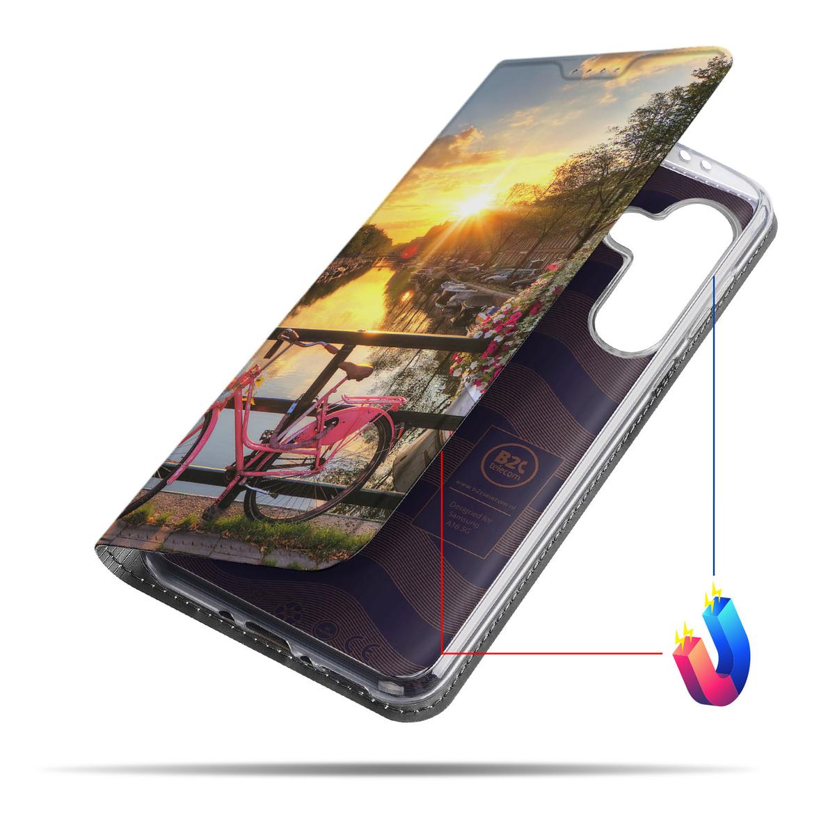Samsung Galaxy A56 A36 Book Cover Amsterdamse Grachten design Amsterdamse Grachten aanzicht
