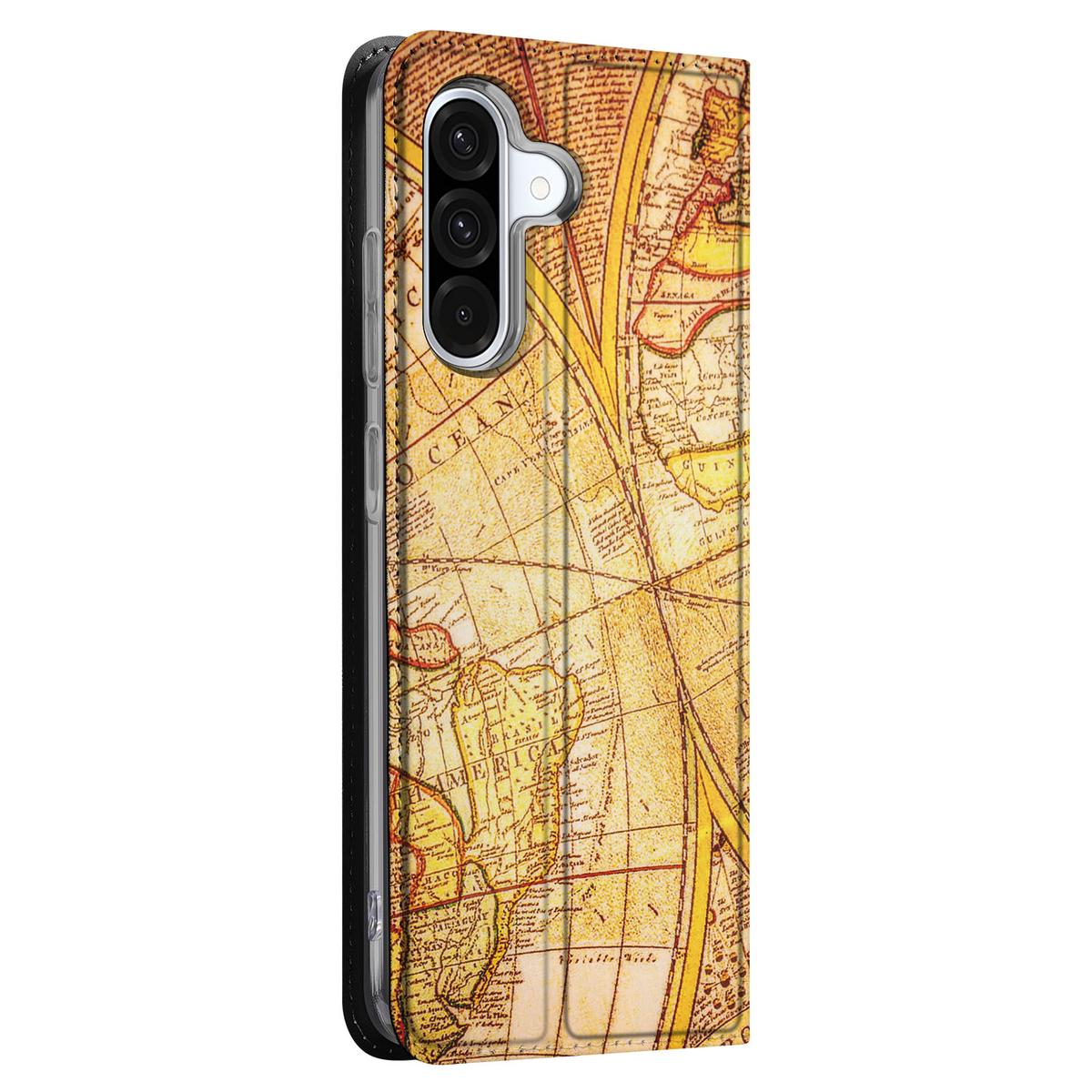 Samsung Galaxy A56 | A36 Book Cover Kompas met vintage wereldkaart design voor optimale bescherming.