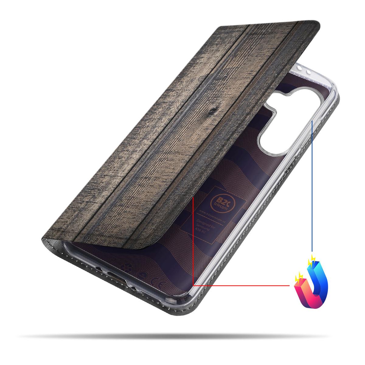 Samsung Galaxy A56 | A36 Book Wallet Case Steigerhout steigerhout aanzicht