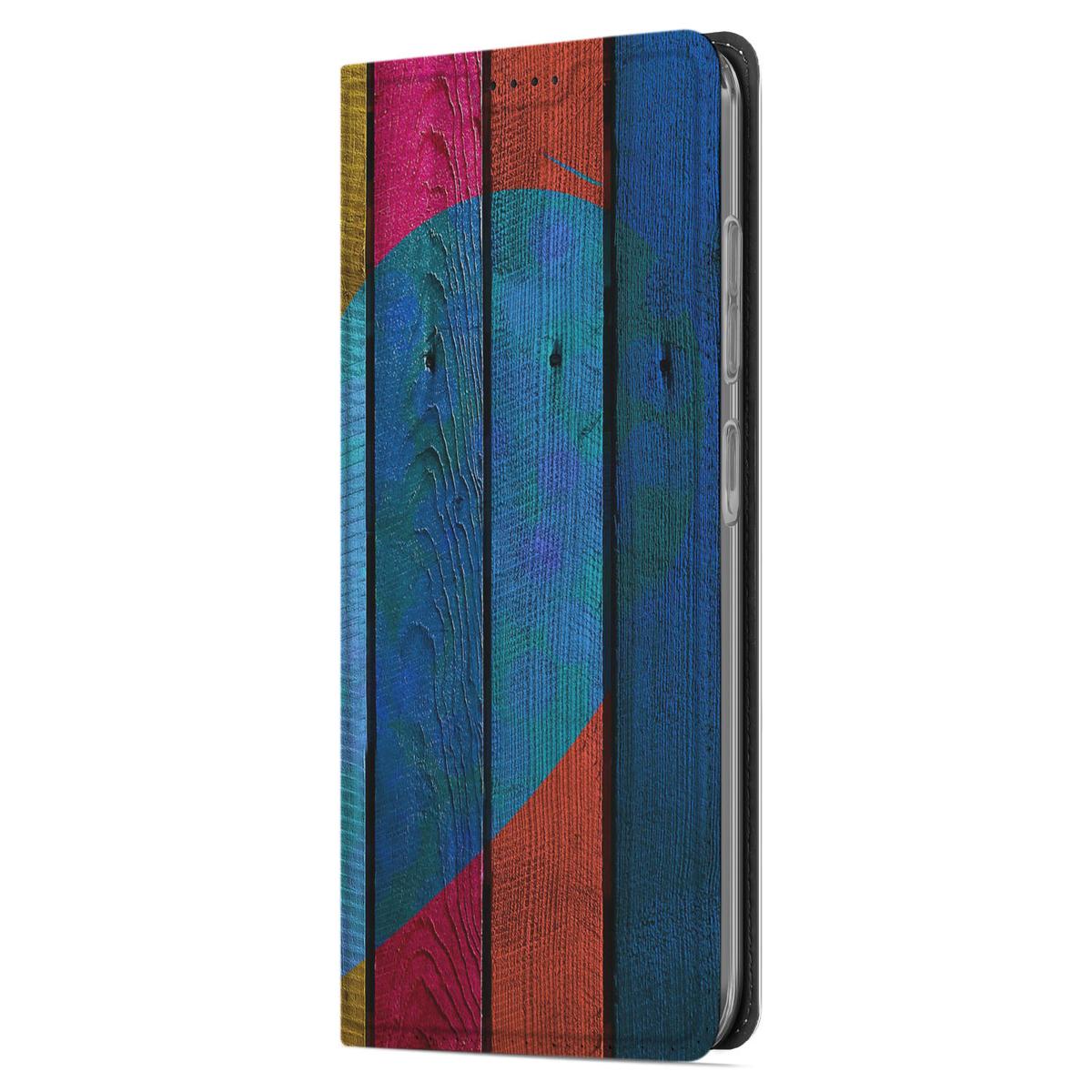 Samsung Galaxy A56 | A36 Book Wallet Case Wood Heart kleurvol ontwerp zijaanzicht