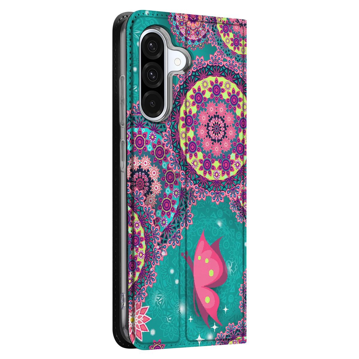 Samsung Galaxy A56 | A36 Bookcase Cirkels en Vlinders design vlinders kleurrijk aanzicht