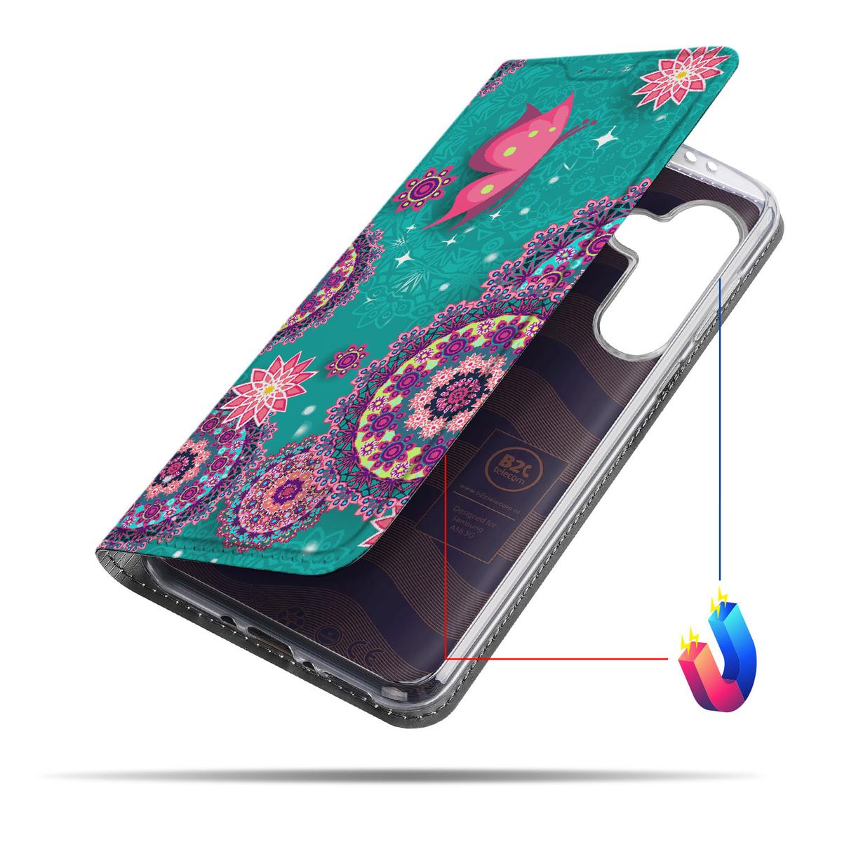 Samsung Galaxy A56 A36 Bookcase Cirkels en Vlinders design voorkant
