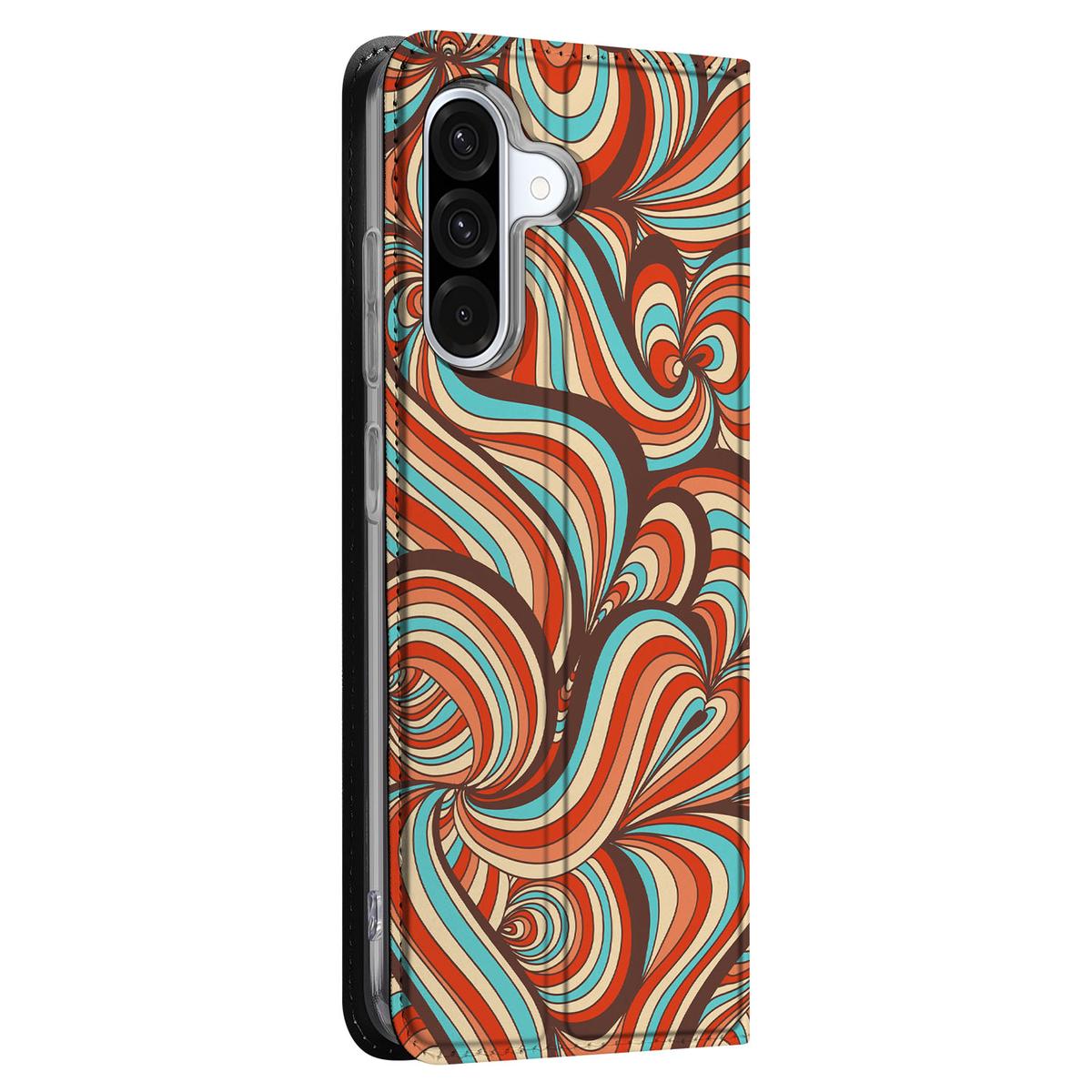 Samsung Galaxy A56 A36 Bookcase Retro design kleurrijke retro print zij-aanzicht