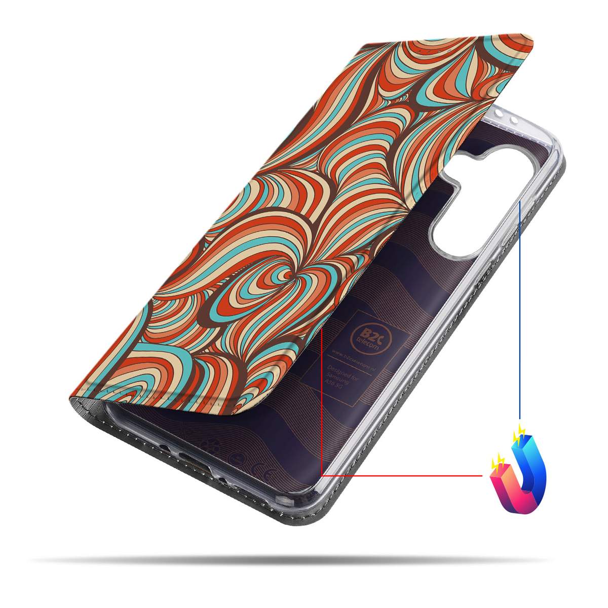 Samsung Galaxy A56 | A36 Bookcase Retro design retro kleuren bovenaanzicht