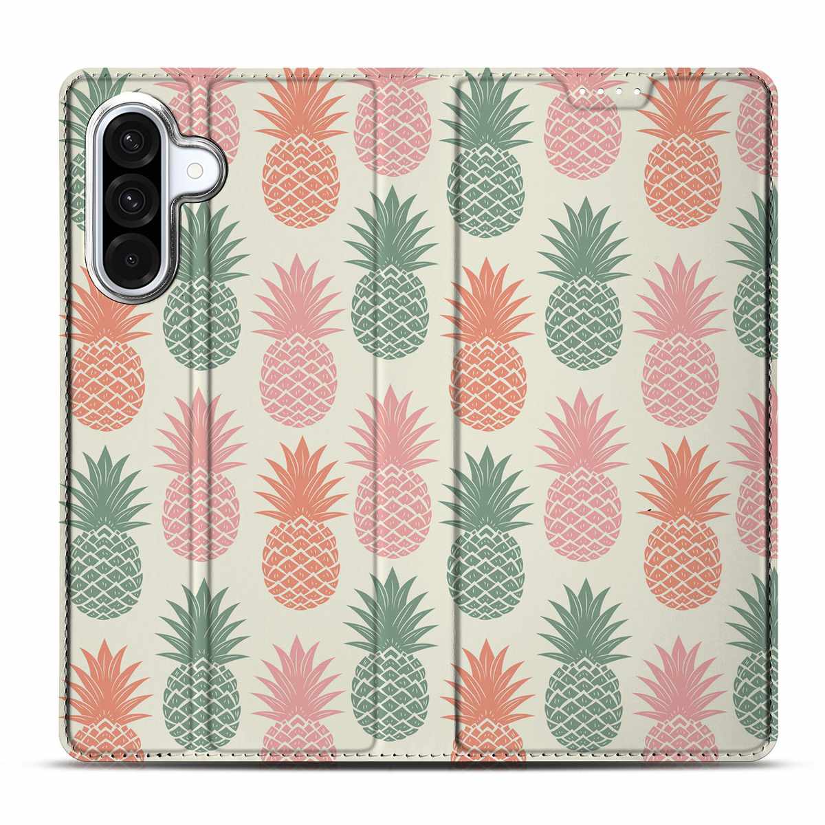 Samsung Galaxy A56 A36 Flip Style Cover Ananas design Ananas aanzicht