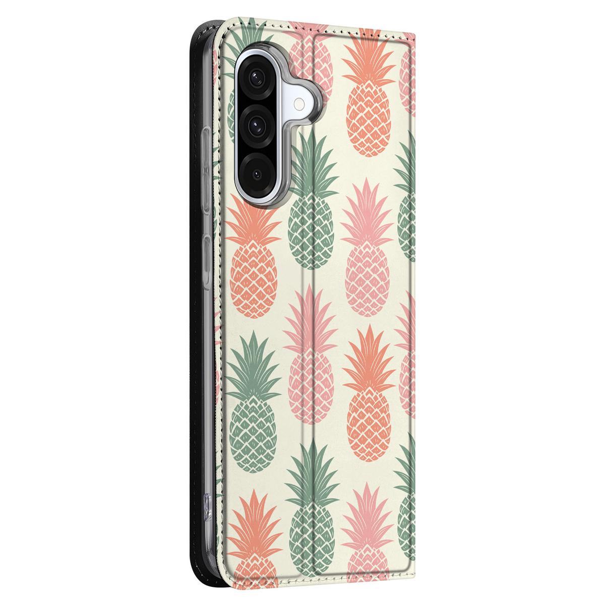 Samsung Galaxy A56 A36 Flip Style Cover Ananas design ananas aanzicht