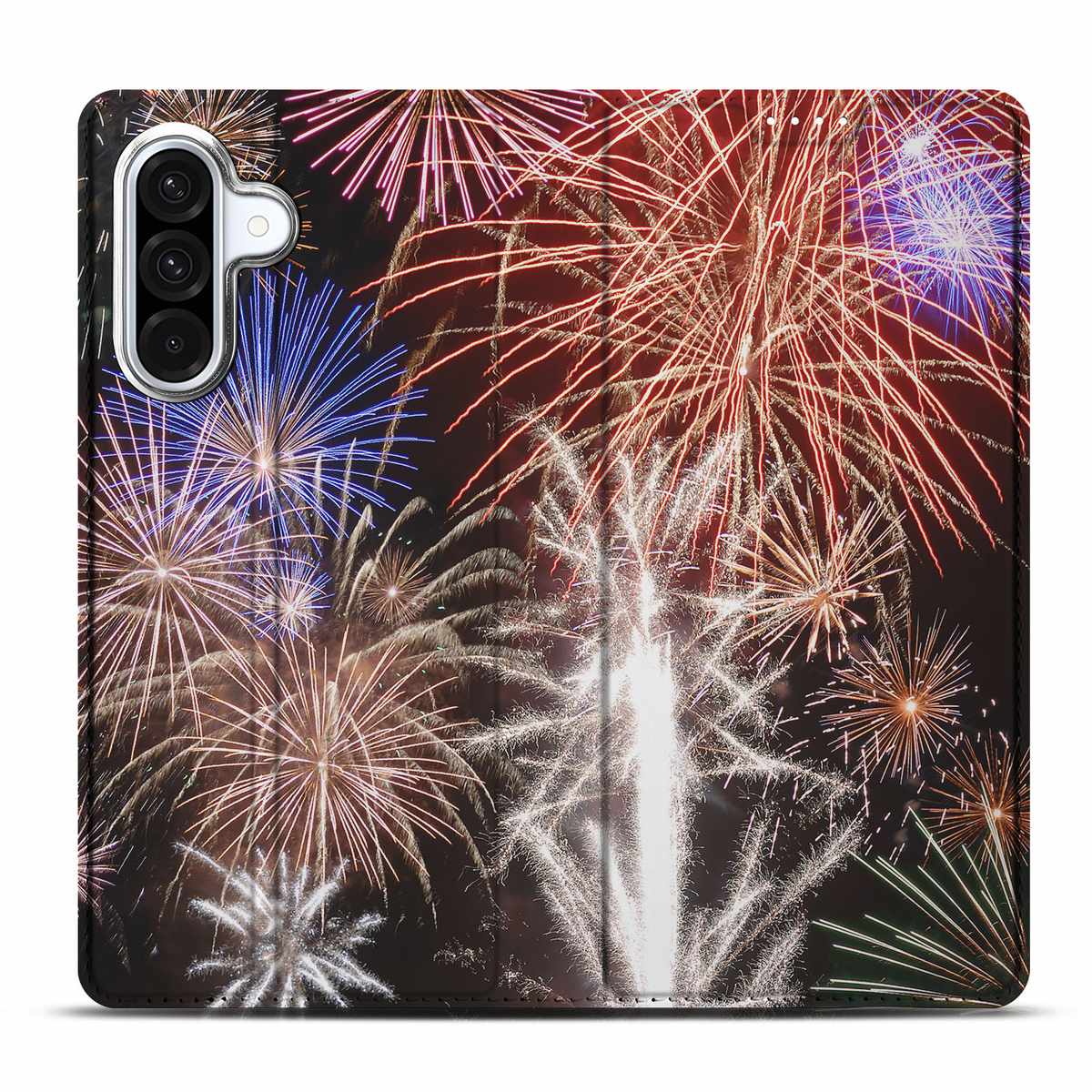 Samsung Galaxy A56 A36 Hippe Standcase Vuurwerk siervuurwerk kleurrijk aanzicht