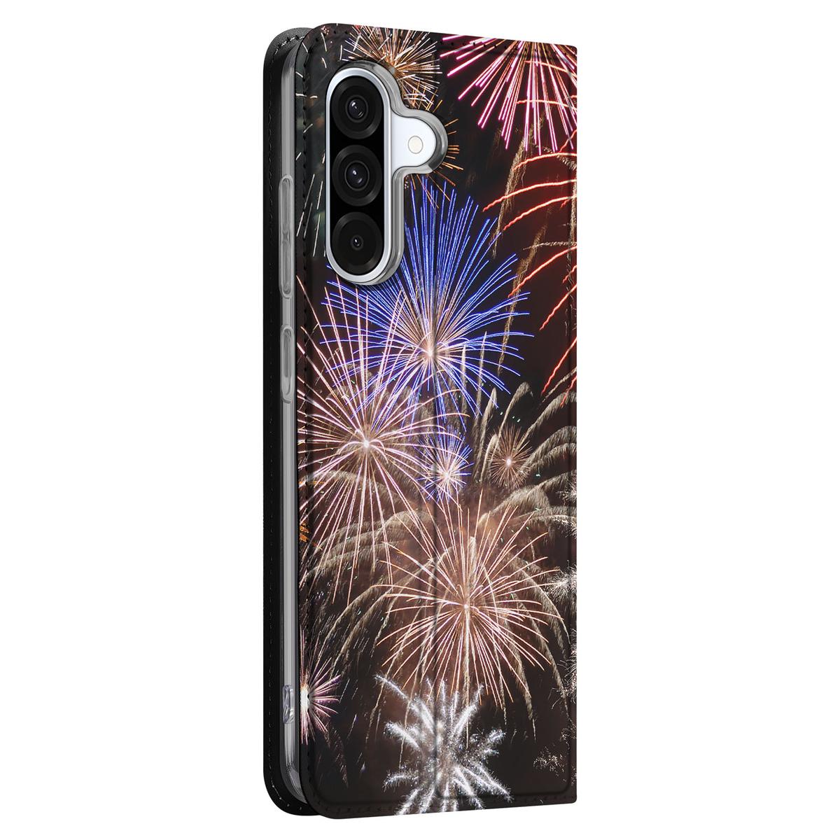 Samsung Galaxy A56 | A36 Hippe Standcase Vuurwerk vuurwerk kleuren staand zijkant