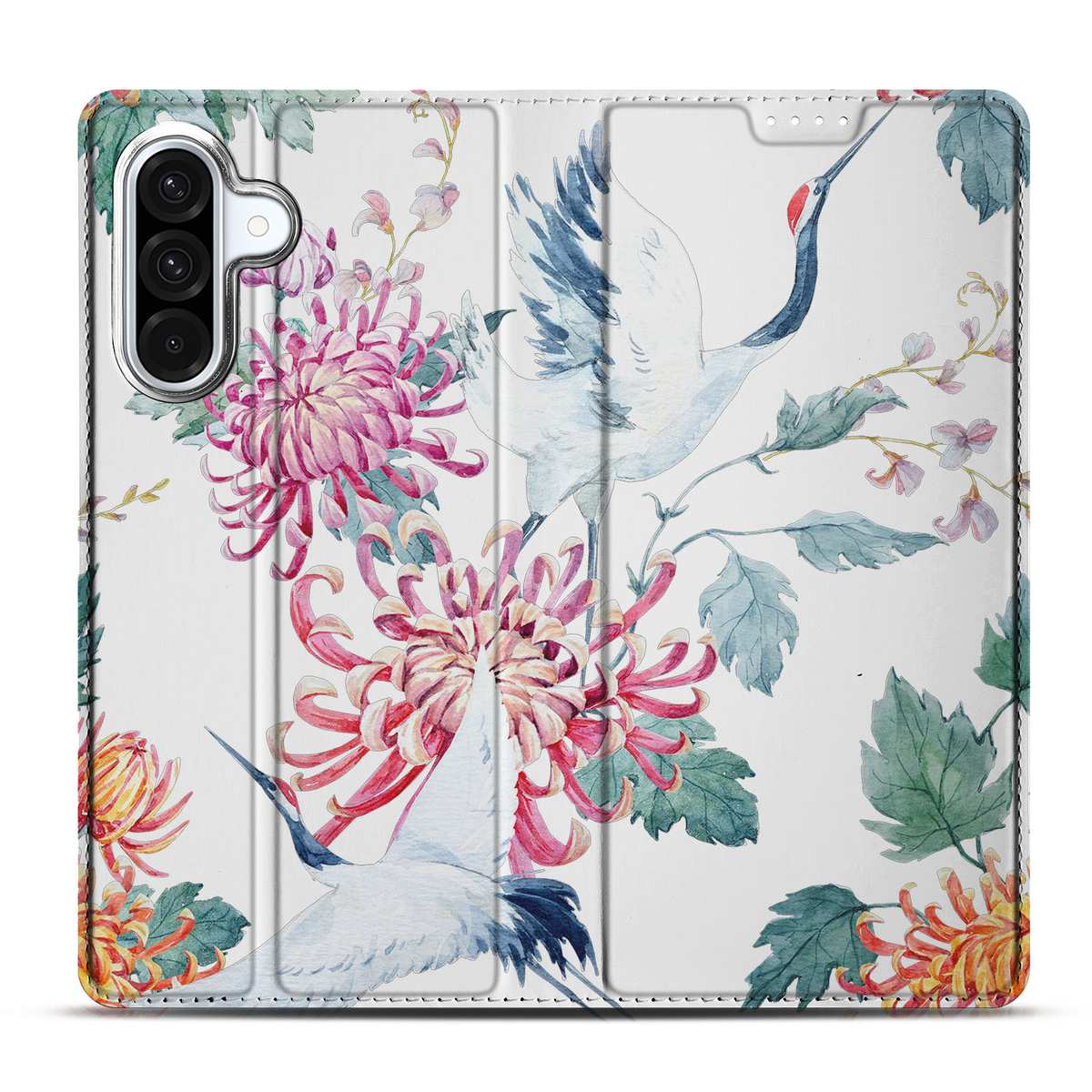 Samsung Galaxy A56 A36 Hoesje maken Bird Flowers bloemen ooievaars design achterzijde