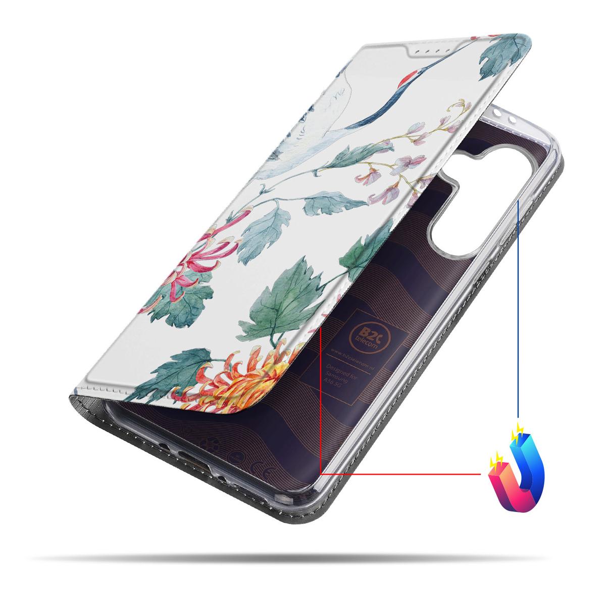 Samsung Galaxy A56 A36 Hoesje maken Bird Flowers design bloemen aanzicht
