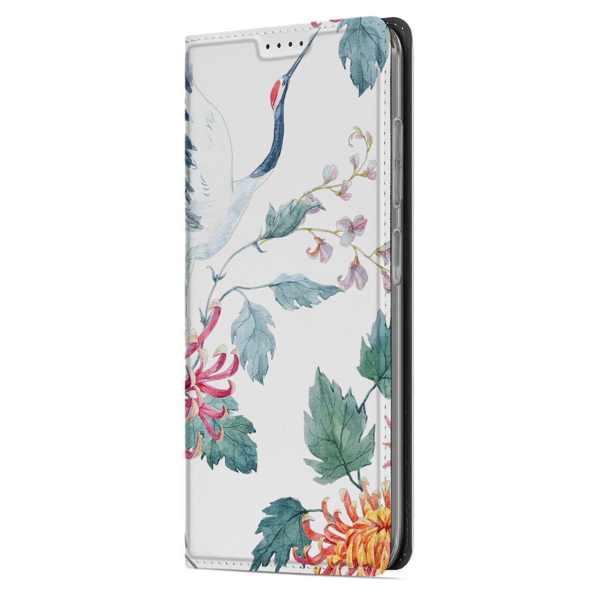 Samsung Galaxy A56 | A36 Hoesje maken Bird Flowers design ooievaar bloemen aanzicht