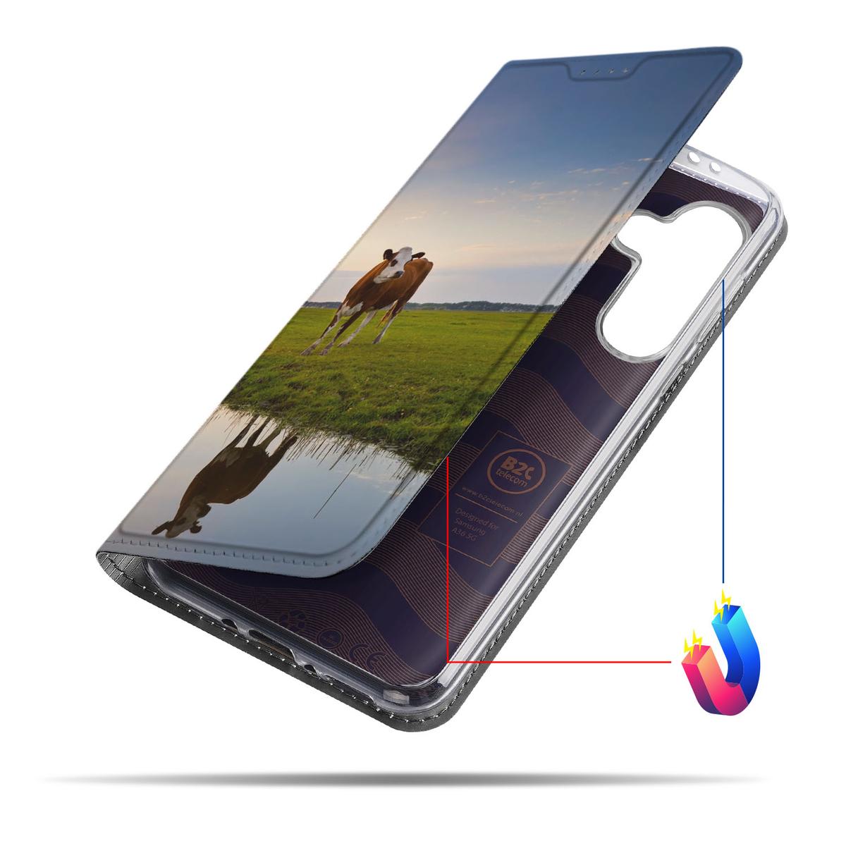 Samsung Galaxy A56 A36 Hoesje maken Koe design koe ondergang zonschijn case