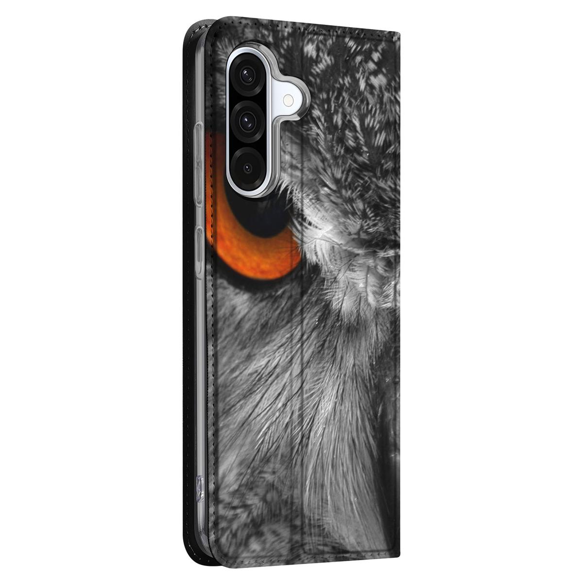 Samsung Galaxy A56 | A36 Hoesje maken Uil uil zwart wit zijaanzicht
