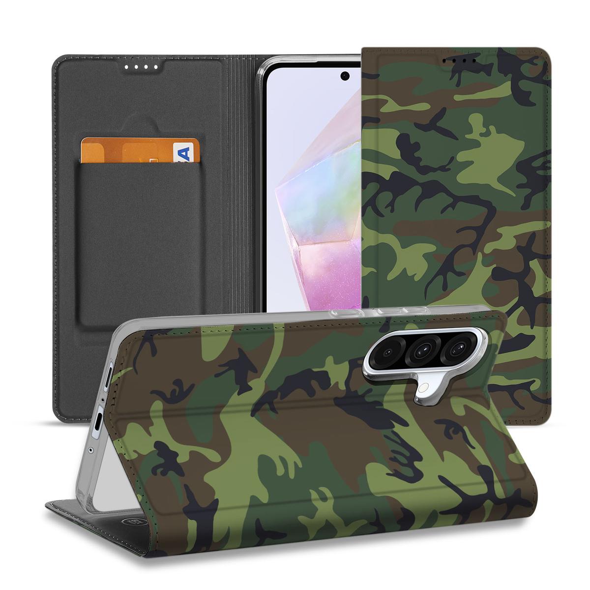 Samsung Galaxy A56 | A36 Hoesje met Magneet Army Dark camouflage design voorkant