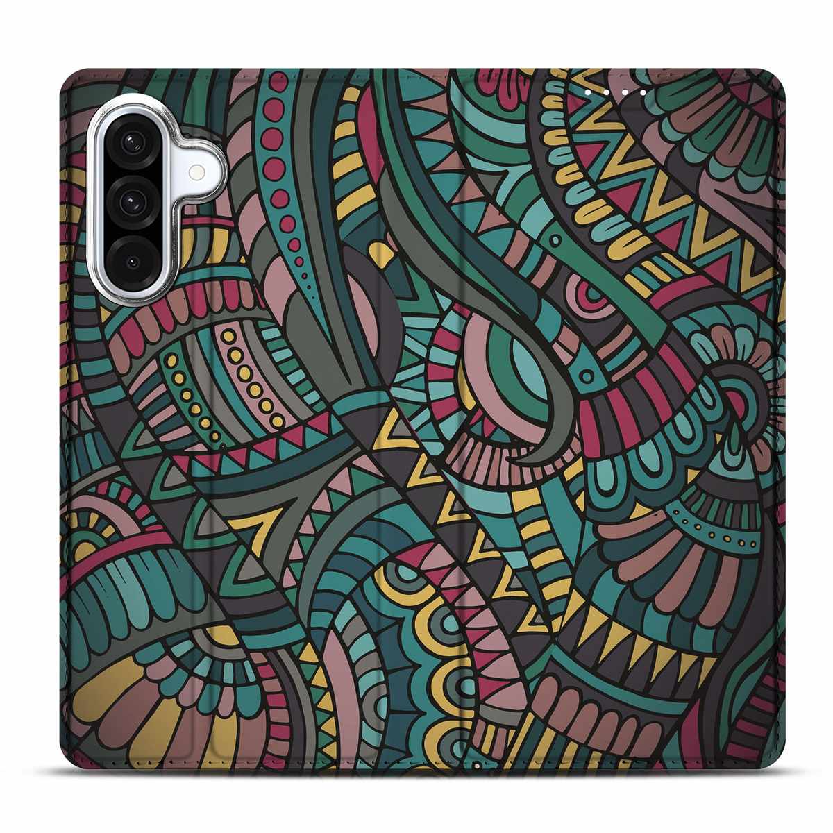 Samsung Galaxy A56 | A36 Hoesje met Magneet Aztec kleurrijk retro design achterkant