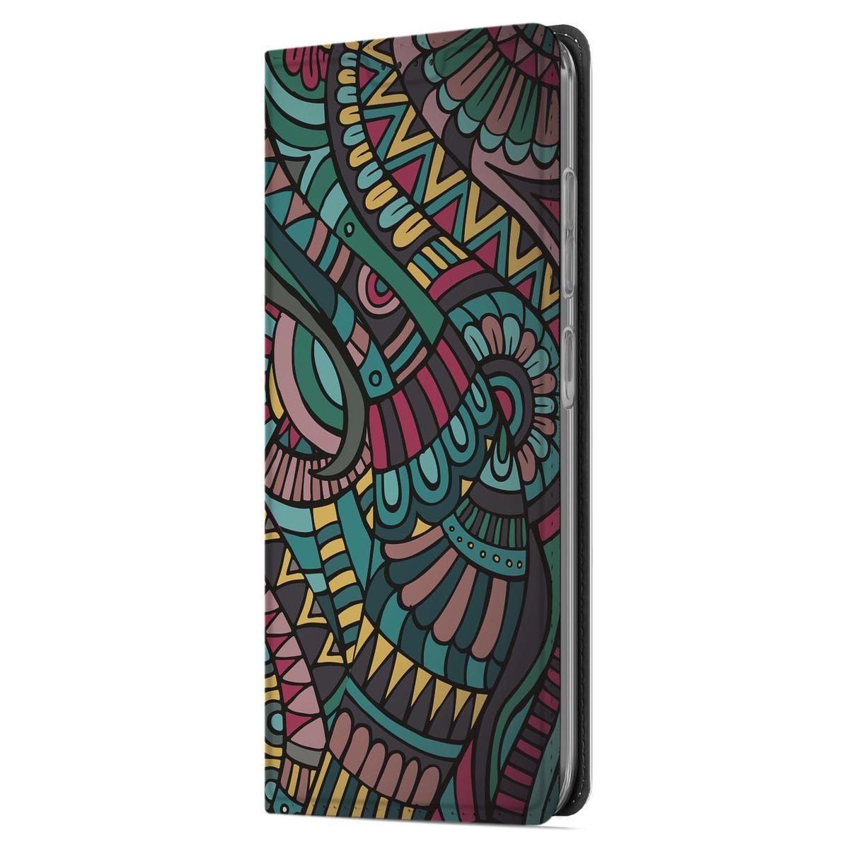 Samsung Galaxy A56 | A36 Hoesje met Magneet Aztec design kleurrijk zijaanzicht