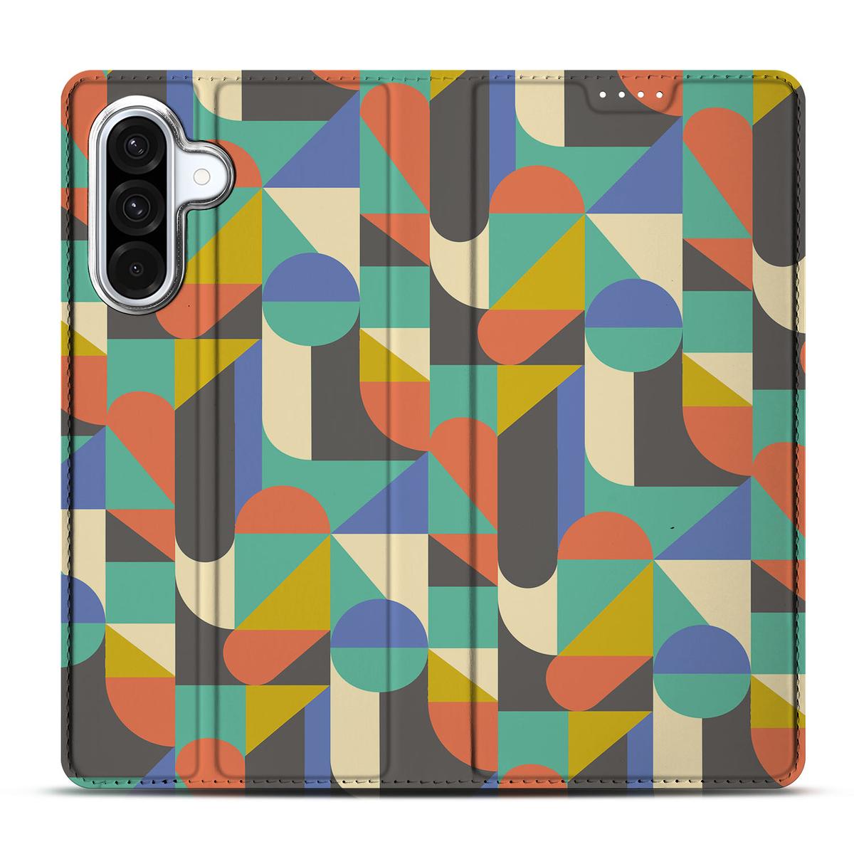 Samsung Galaxy A56 A36 Hoesje met Magneet Funky Retro design kleurrijk patroon aanzicht
