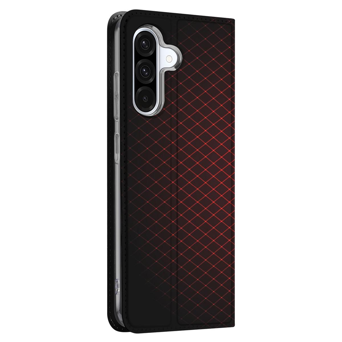 Samsung Galaxy A56 | A36 Hoesje met Magneet Geruit Rood design geruit zij aanzicht