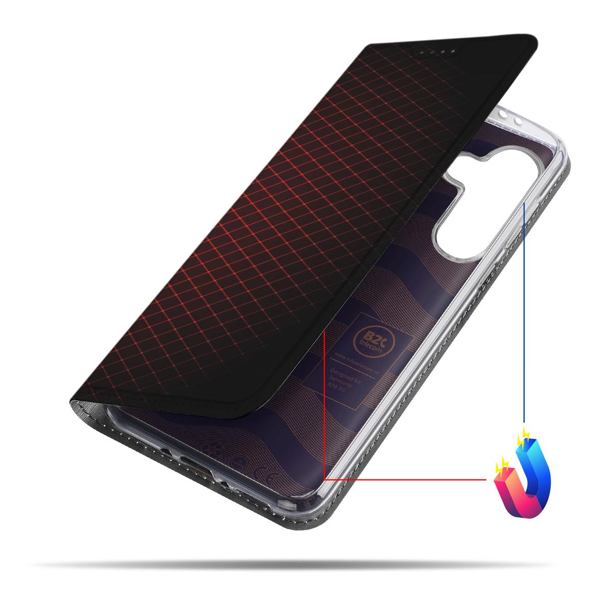 Samsung Galaxy A56 | A36 Hoesje met Magneet Geruit Rood achterkant zwart geruit