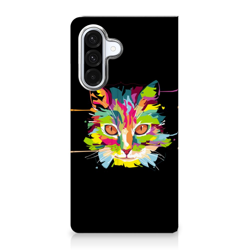 Samsung Galaxy A56 | A36 Magnet Case Cat Color kattenhoofd kleurrijk aanzicht