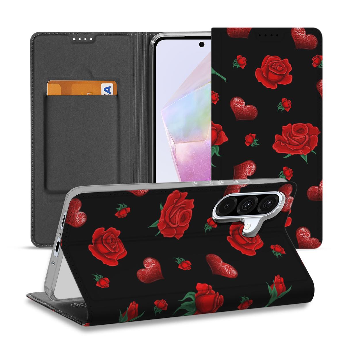 Samsung Galaxy A56 | A36 Magnet Case Valentine design rozen hartjes aanzicht