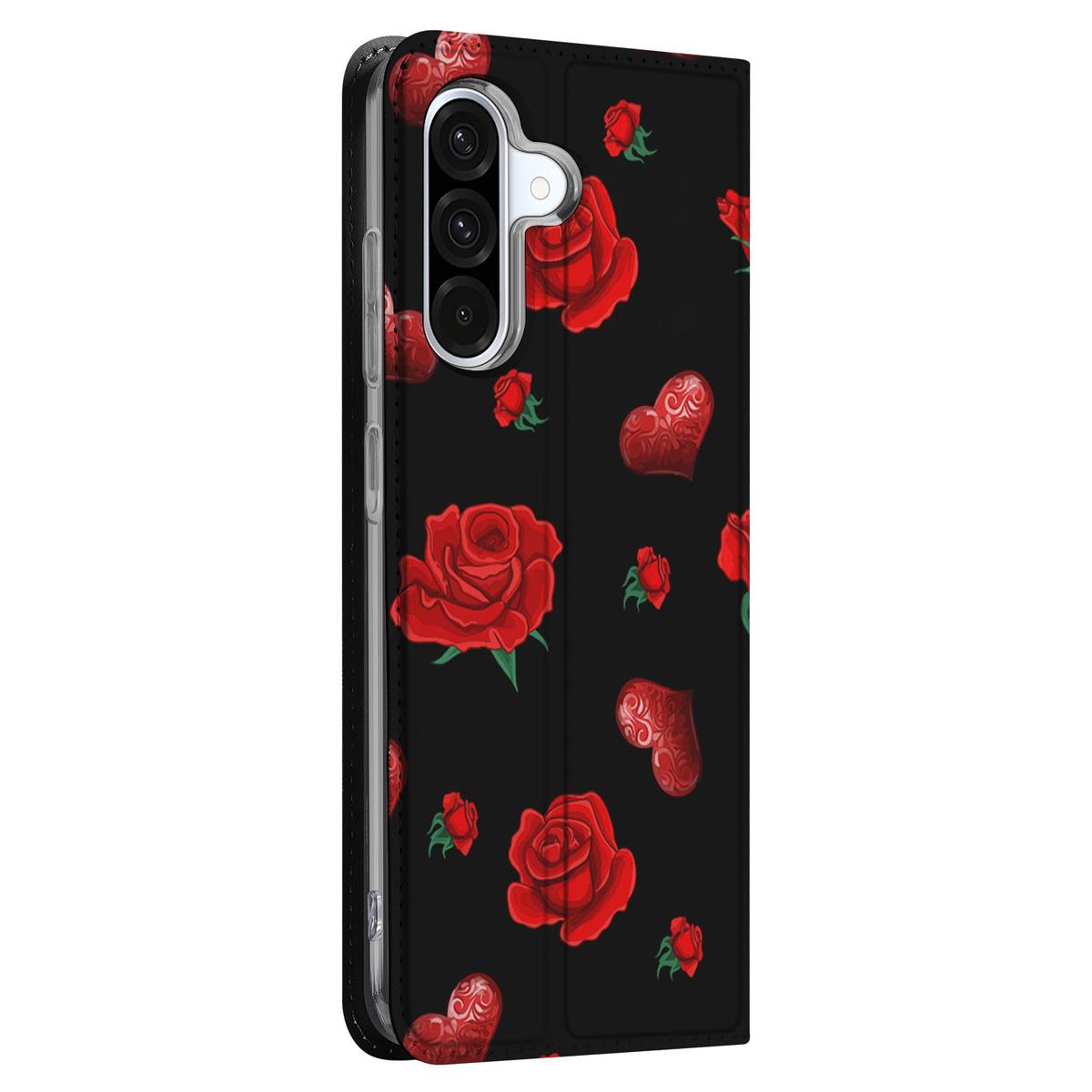 Samsung Galaxy A56 | A36 Magnet Case Valentine bloemen hart design aanzicht