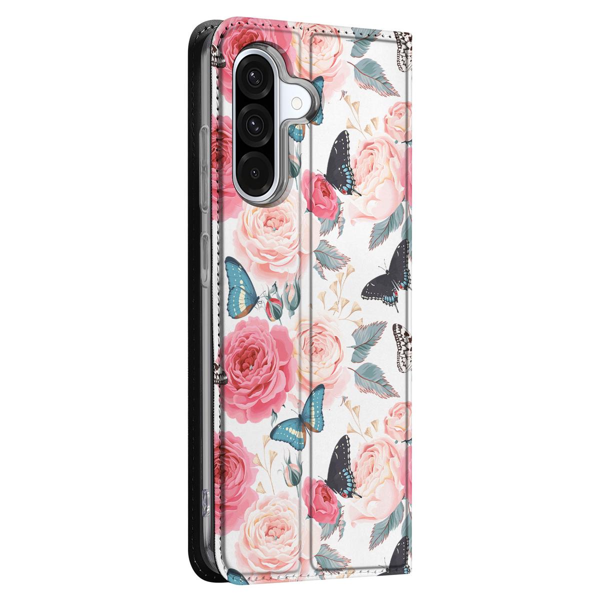 Samsung Galaxy A56 | A36 Smart Cover Butterfly Roses zijaanzicht
