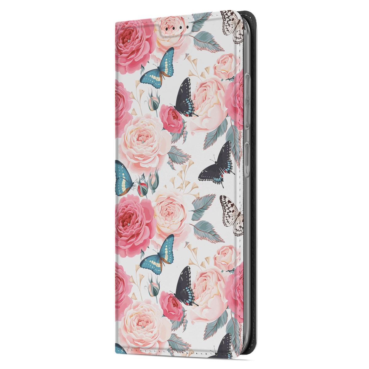Samsung Galaxy A56 | A36 Smart Cover Butterfly Roses design zijaanzicht
