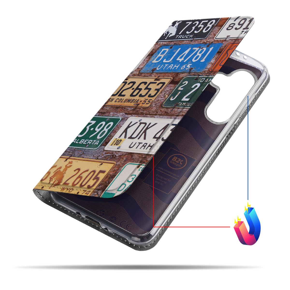 Samsung Galaxy A56 | A36 Stand Case Kentekenplaten ontwerp Amerikaanse kentekenplaten aanzicht