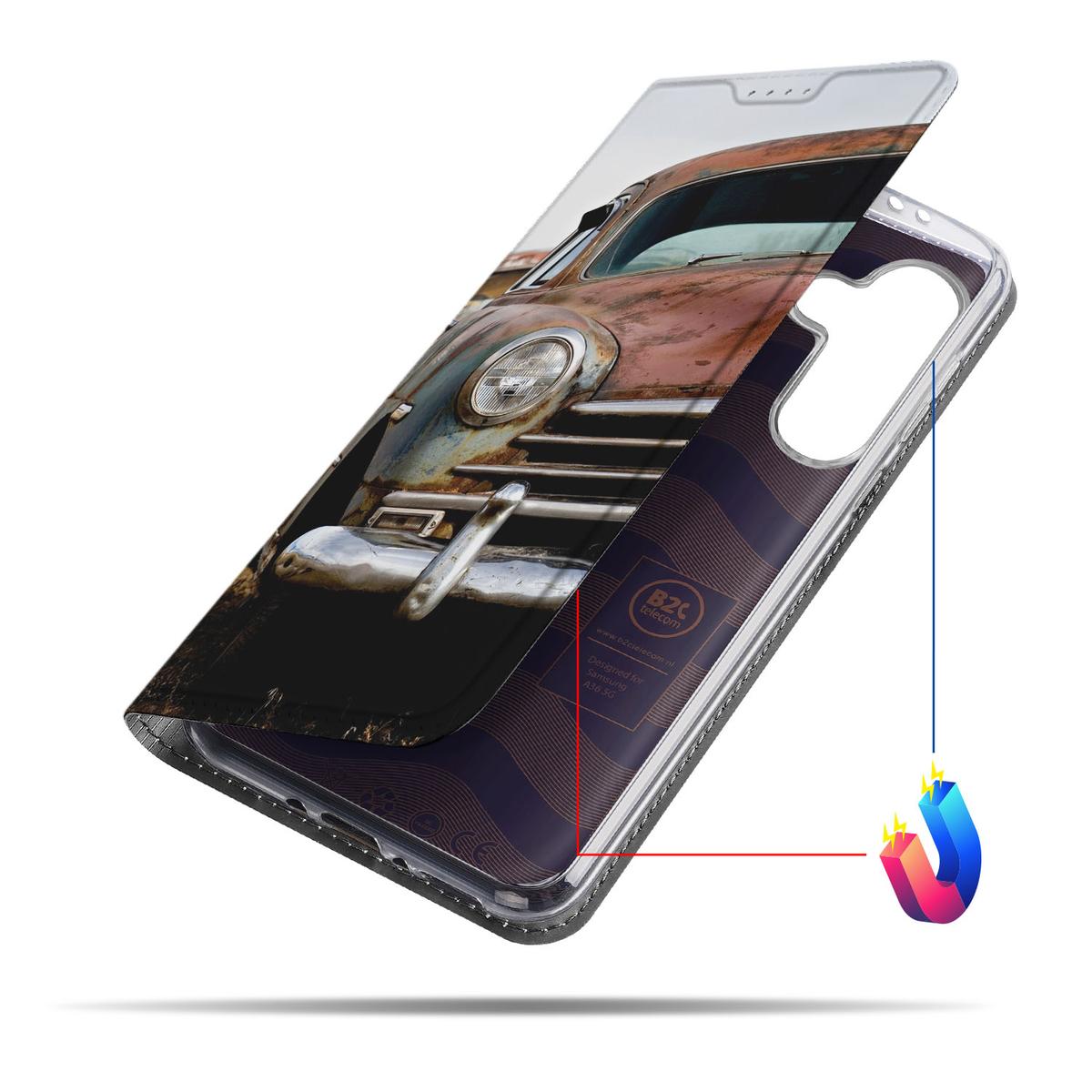 Samsung Galaxy A56 | A36 Stand Case Vintage Auto vintage auto design voorkant